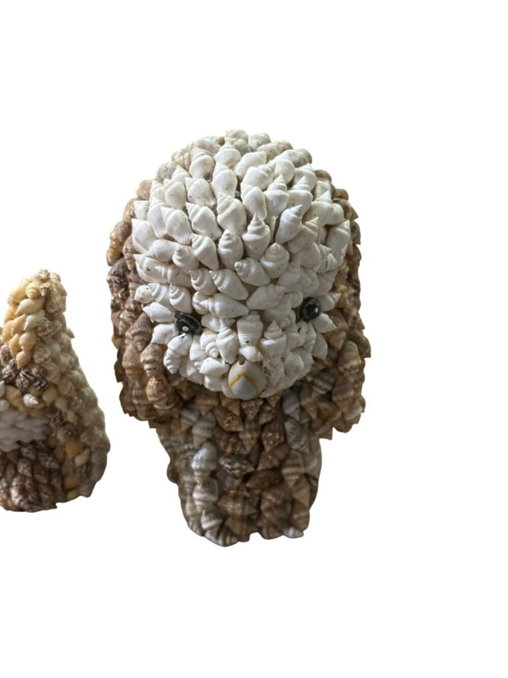 Handmade Seashell Owl & Dog Figurines Set Vintage Folk Art Used - Picture 3 of 16